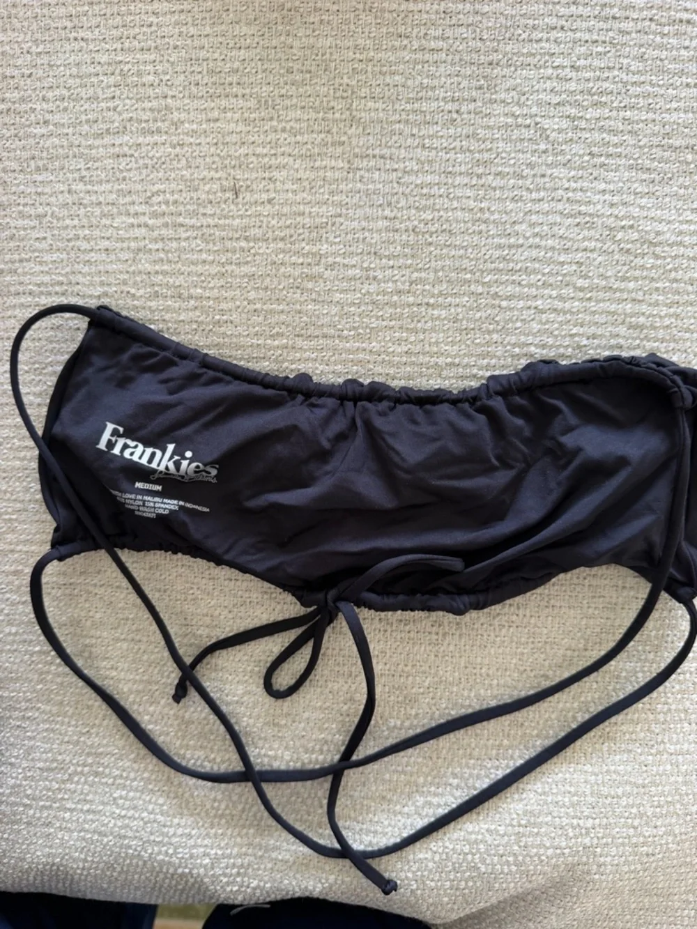 Frankie's Bikinis Black Ruched Halter Bikini Top